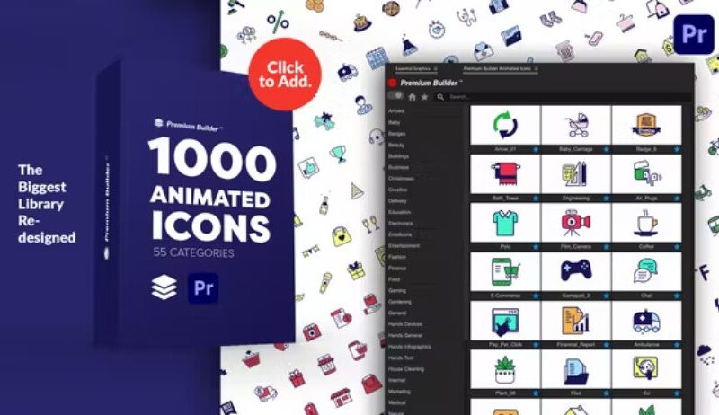 Videohive PremiumBuilder Animated Icons | Premiere Pro Extension