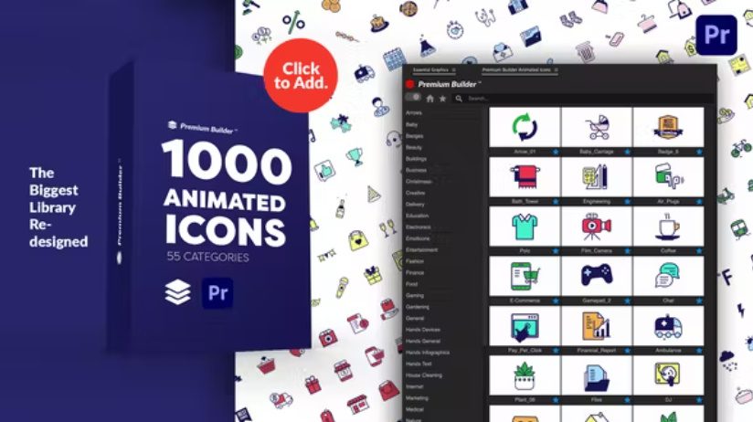 Videohive PremiumBuilder Animated Icons | Premiere Pro Extension preview