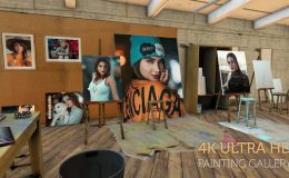 Videohive Photos on canvas in an Artist studio