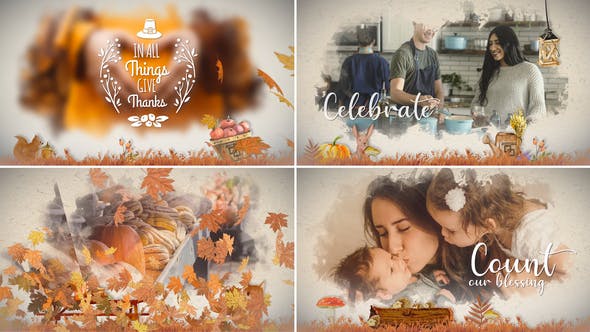 Videohive Thanksgiving Watercolored Slideshow
