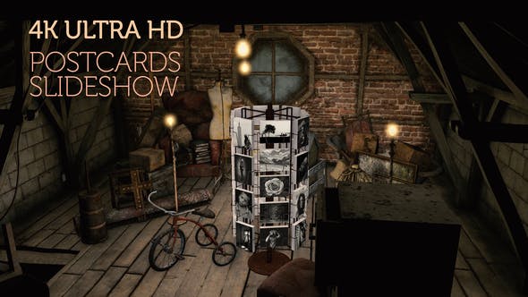 Videohive Vintage postcards in a creepy old attic