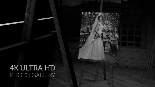 Videohive Black and White Photo Gallery in an Art Studio at night