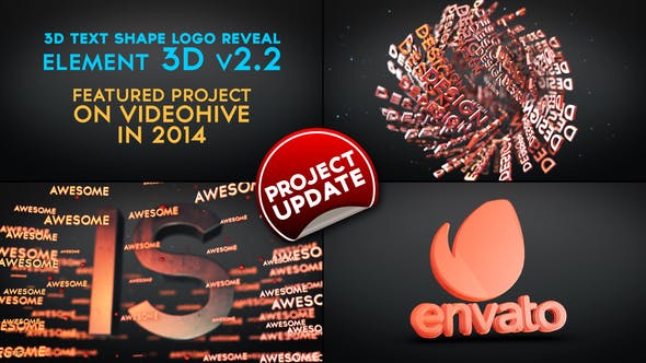 Videohive 3D Text Shapes Logo Reveal
