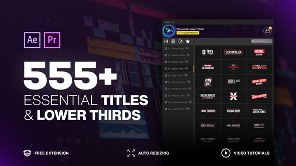 Videohive 555+ Essential Titles and Lower Thirds