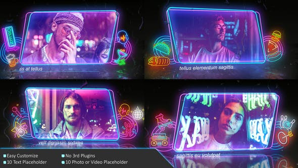 Videohive Neon Frame In The Rain Photo Slide