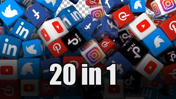 Videohive Social Media Icons Transition Pack (Pack of 20)