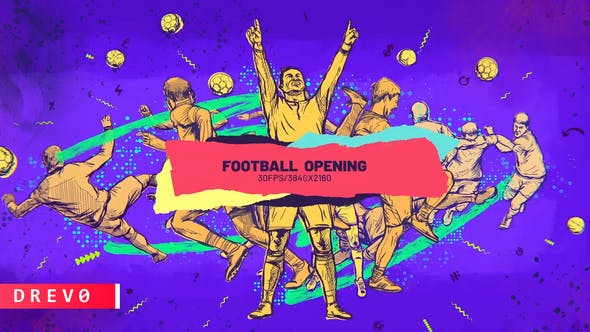 Videohive Football Opener/ Soccer Live/ TV Intro/ Sport/ Ball/ Dynamic Brush/ Draw/ Game Promo/ Players/ Event