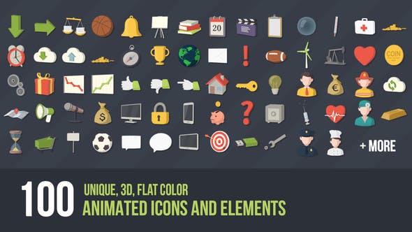 Videohive 100 Animated 3D Icons for Explainer Video