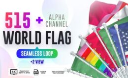 Videohive Seamless Loop Of World Flags Footages Pack + Alpha