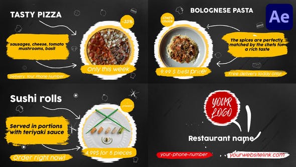 Videohive Food Menu Slideshow | After Effects