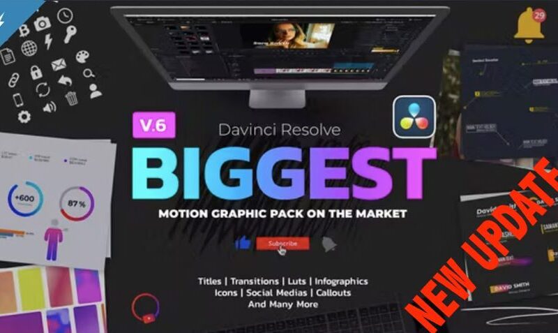 Motion Graphic Pack for Davinci Resolve – FREE Videohive