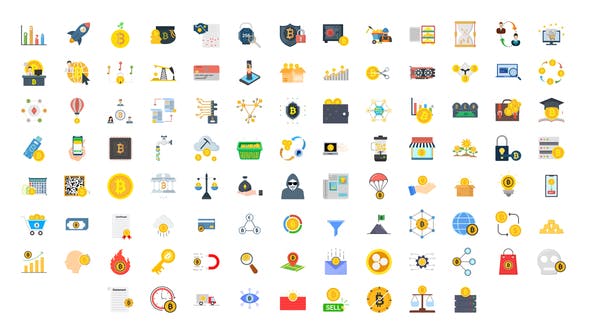 Videohive 100 Crypto Currency Icons