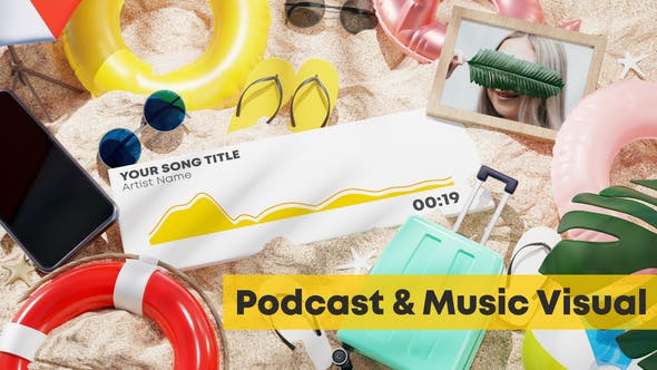 Videohive Beach Music and Podcast Visualizer 3D