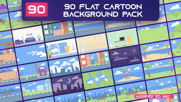 Videohive 90 Flat Cartoon Background Pack – AE
