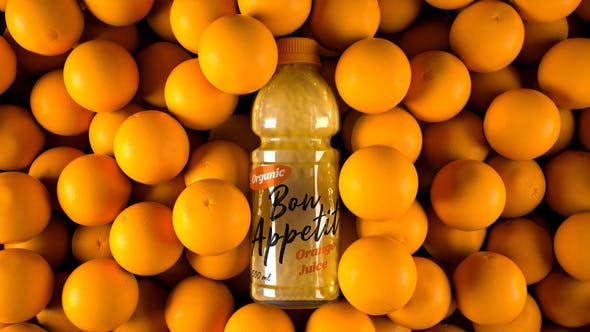 Videohive Orange Juice Bottle Label Mockup 4K