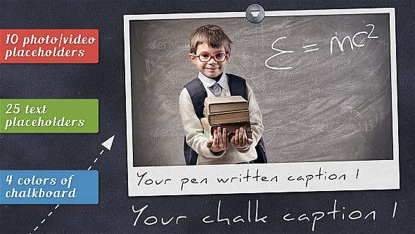 Videohive Photos On Chalkboard