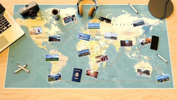 Videohive Travel Map Slideshow