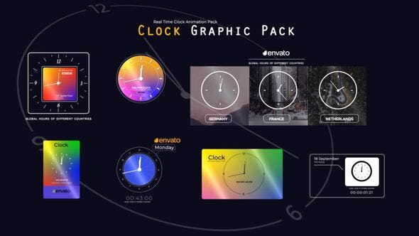 Real Time Clock Animation Pack – Videohive