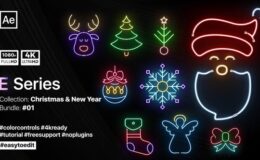 Videohive Christmas Neon Elements