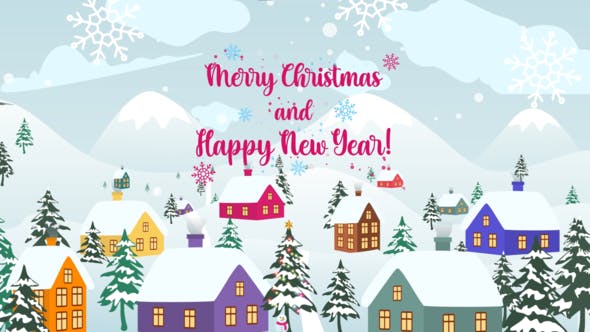 Videohive New Year Christmas Village Postcard