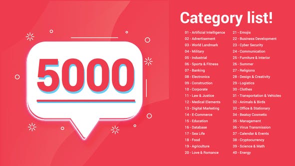 Videohive 5000 Icons Pack │ 100 Categories