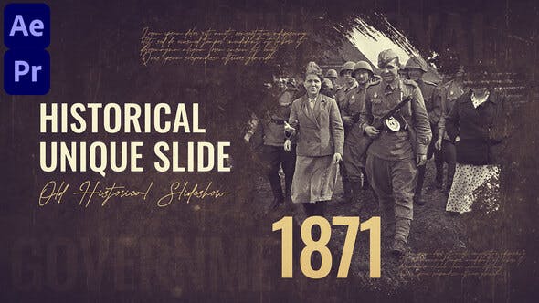 Videohive Historical Timeline Slideshow || Brush Slideshow (MOGRT)