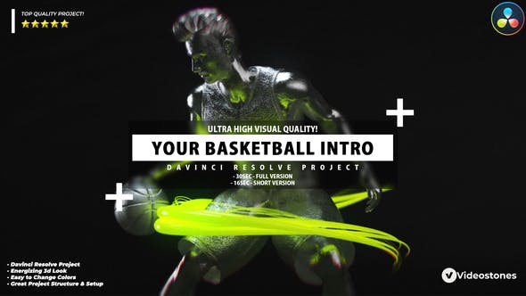 Videohive Your Basketball Intro – Basketball Opener DaVinci Resolve Template
