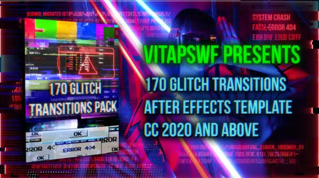 Videohive 170 Glitch Transitions Pack