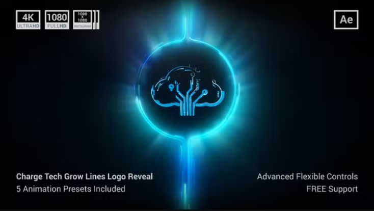 Videohive Charge Tech Grow Lines Logo Reveal