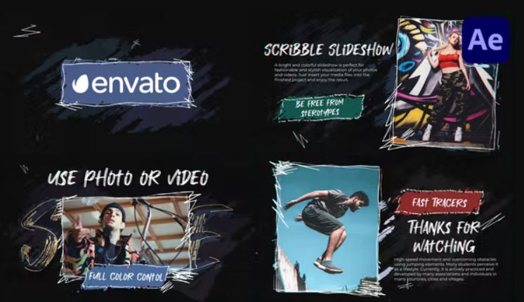 Videohive Stylish Scribble Slideshow | After Effects