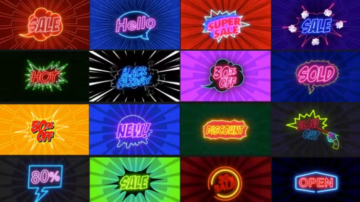 Videohive Comic Text Fx 5_Neon Sale Pack