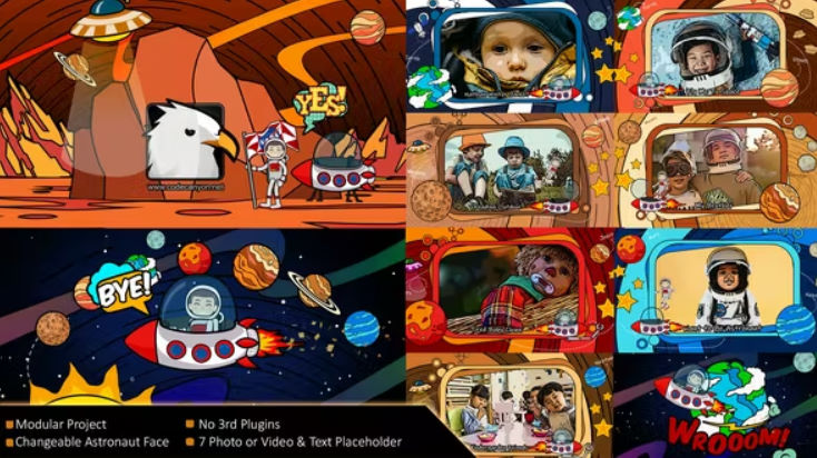 Videohive Cartoon Astronaut Space Travel