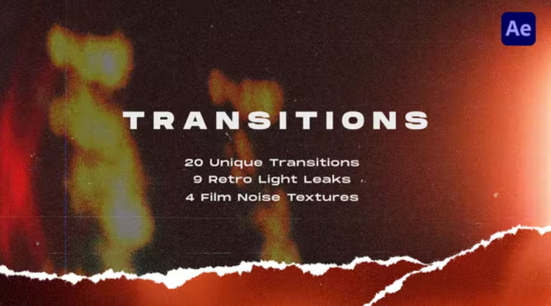 Videohive Torn Paper Transitions Pack