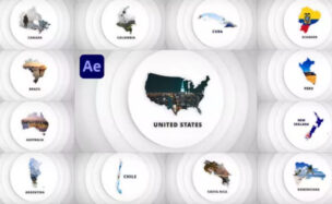 Videohive 3D Disks Maps Opener – Americas & Australia for After Effects