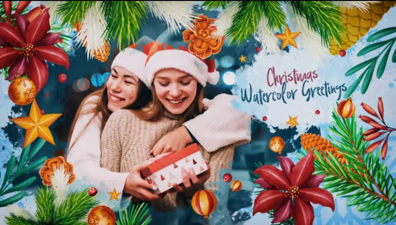 Videohive Christmas Watercolor Greeting Card