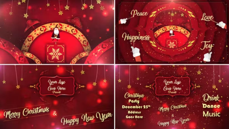 Videohive Red Christmas NewYear Natal Wish And Party Invitation