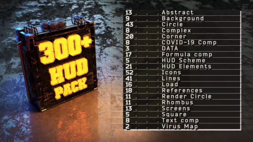 Motion Array 300 HUD Element Pack - INTRO HD