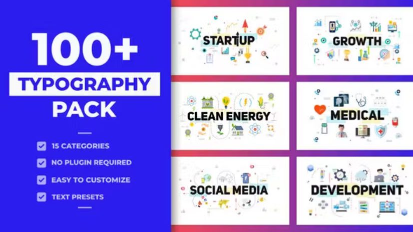 Videohive 100 Typography Scenes Pack preview