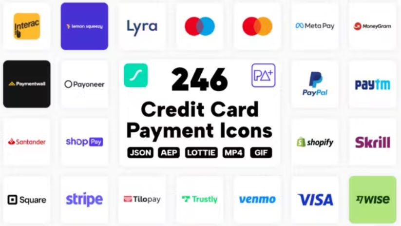 Videohive 246 Credit Card & Payment Lottie Icons - INTRO HD