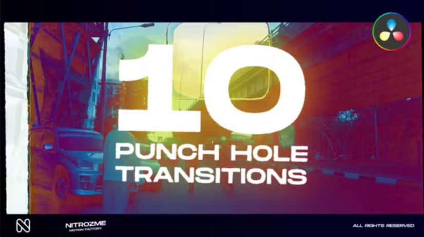 Videohive Punch Hole Transitions Vol. 01 for DaVinci Resolve cover image