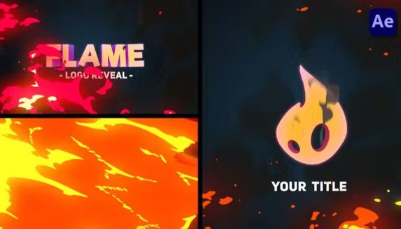 Videohive 2D Cartoon Fire Tornado Logo Reveals [After Effects] + Sound effects