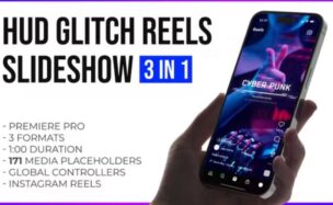 Videohive Hud Glitch Splitscreen Slideshow Reels and Stories | Premiere Pro