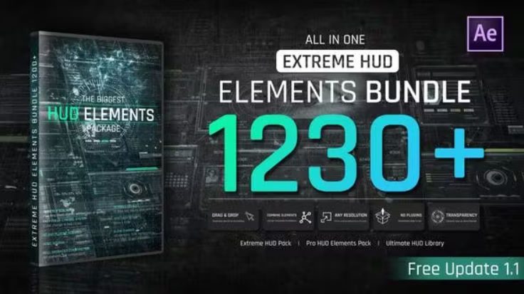 Videohive Extreme HUD Elements Bundle 1200+