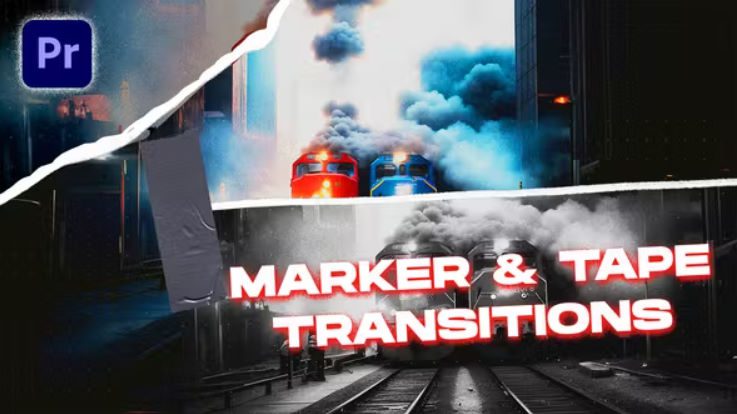 Download Marker & Tape Transitions VOL. 2 | Premiere Pro – Videohive
