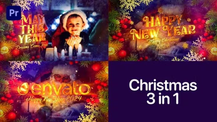 Videohive Christmas 3 in 1 | Happy New Year | Titles and Logo Opener | MOGRT