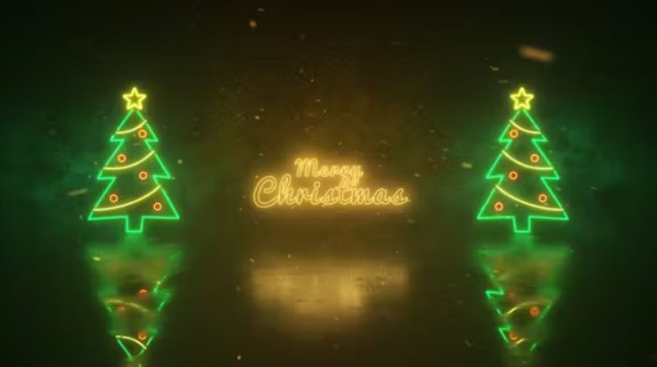 Videohive Christmas Neon Lights Wishes