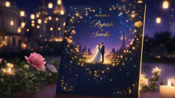Videohive Luxurious Golden 3D Wedding Invitation Slideshow