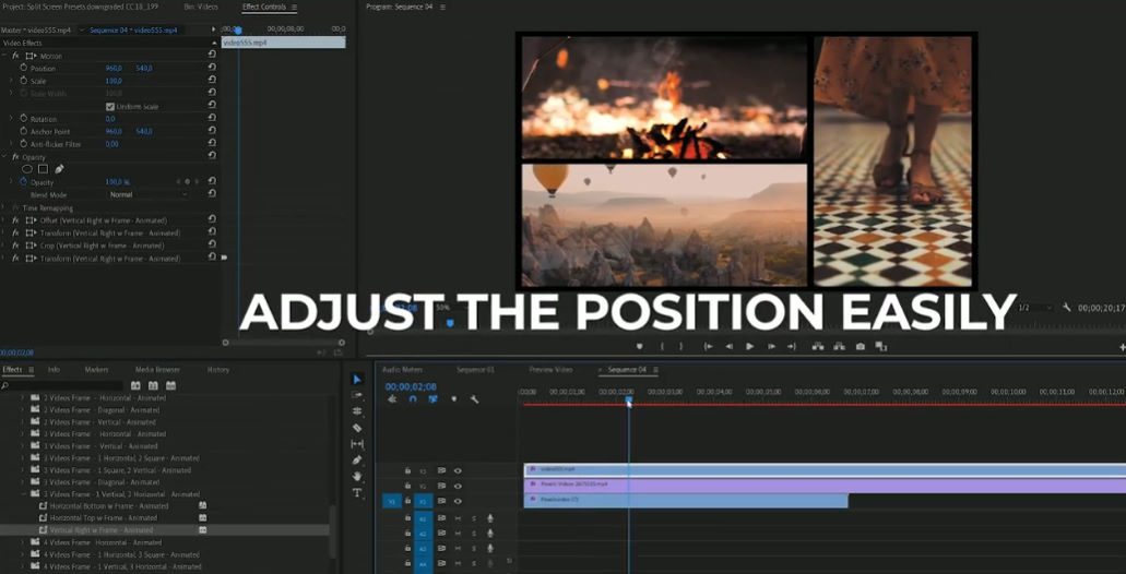 Motion Array Split Screen Pack FHD FOR Premiere Pro Presets INTRO HD