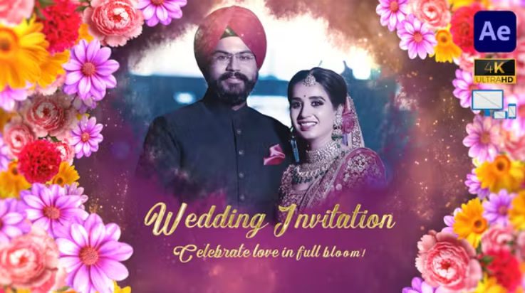 Videohive Indian Wedding Invitation Floral Slideshow