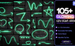 Videohive 105 Glowing Hand Drawn Arrows Mogrt
